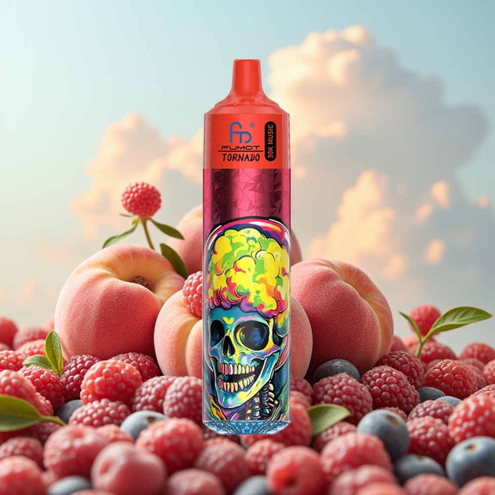 Fumot RandM Tornado 30000 - 30.000 pufova, 30mL punjenje, 1.0 Ohm mesh coil, breskva i bobice