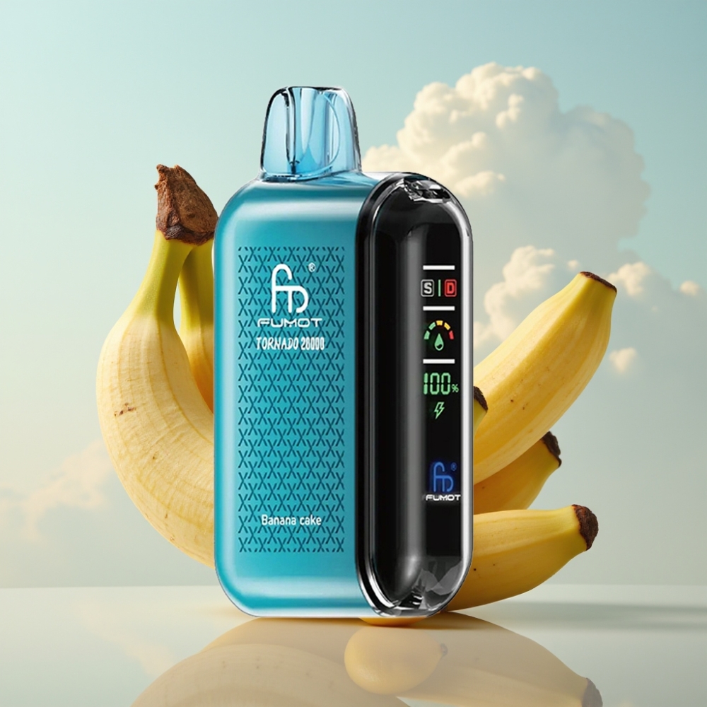 Fumot Tornado 20000 Puffs Dispozabil Vape Banana Kolač - 20000 Pufova, Dual Mesh Coil, 20ml Tekućine, 850mAh Baterija