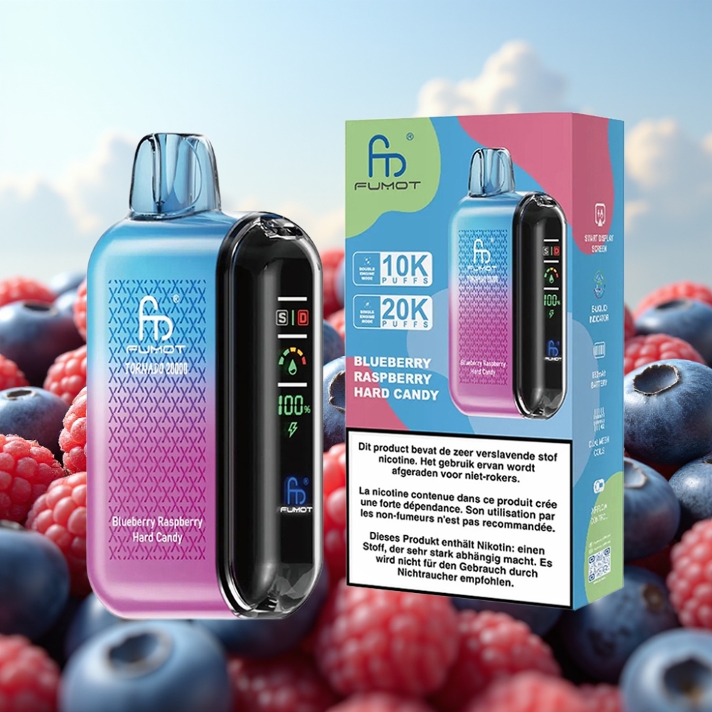 Fumot Tornado 20000 Puffs Dispozabil Vape Borovnica Malina Tvrdi Bombon - 20000 Pufova, 20ml Tekućine, 850mAh Baterija