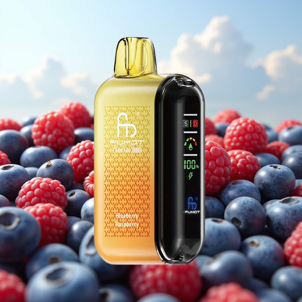 Fumot Tornado 20000 Puffs Dispozabil Vape Borovnica Malina sa 20000 Pufova, Dual Mesh Coil, 20ml Tečnost, 850mAh Baterija