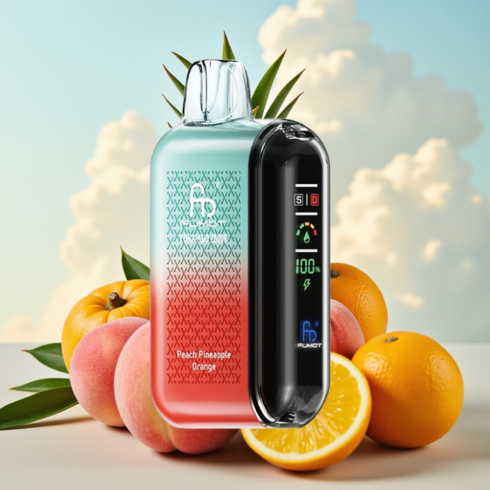 Fumot Tornado 20000 Puffs Dispozabil Vape Breskva Ananas Narandža - 20000 Puffova, 20ml Tekućine, 850mAh Baterija
