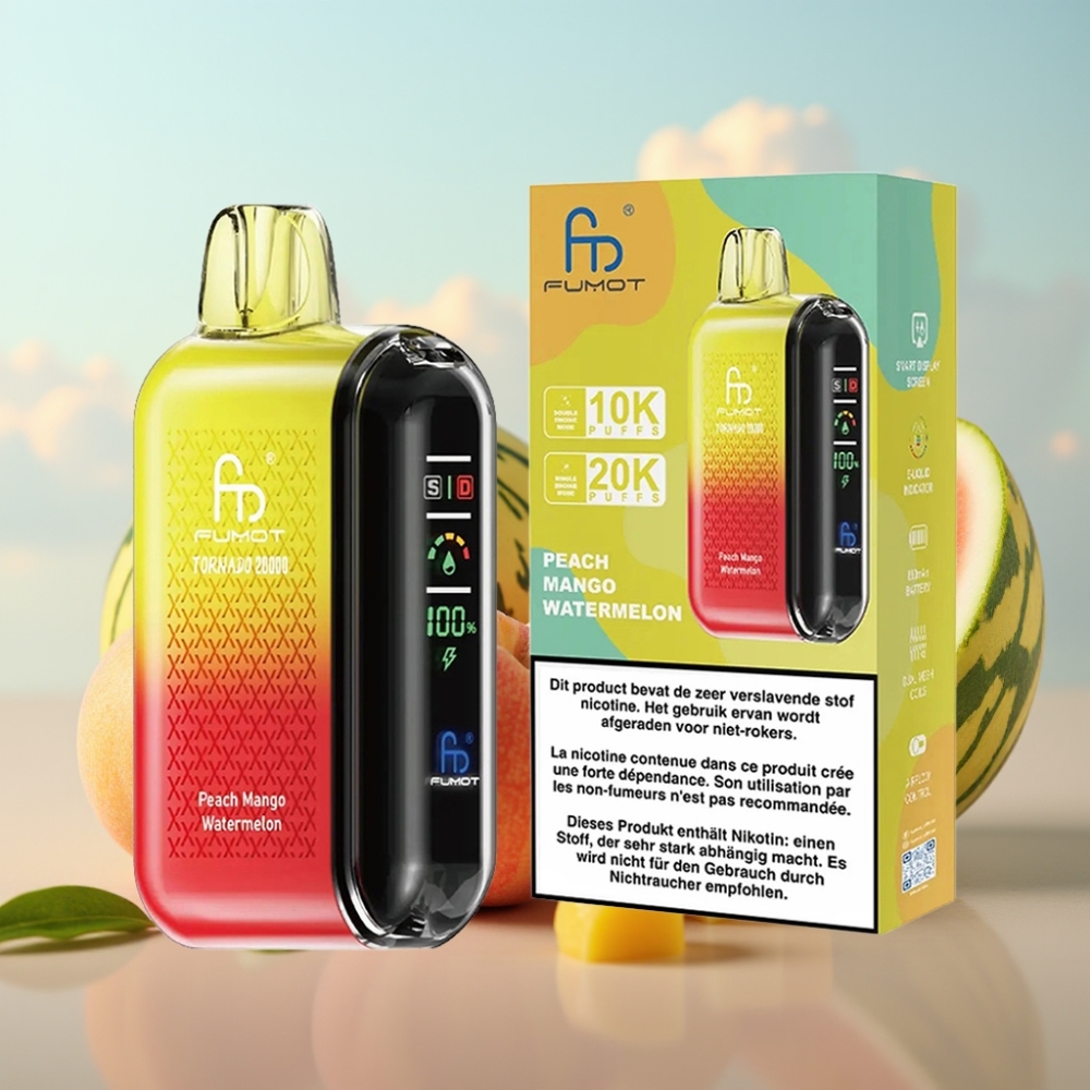Fumot Tornado 20000 Puffs Dispozabil Vape Breskva Mango Lubenica – 20000 Puffs, 20ml, 850mAh, 2% Nikotin