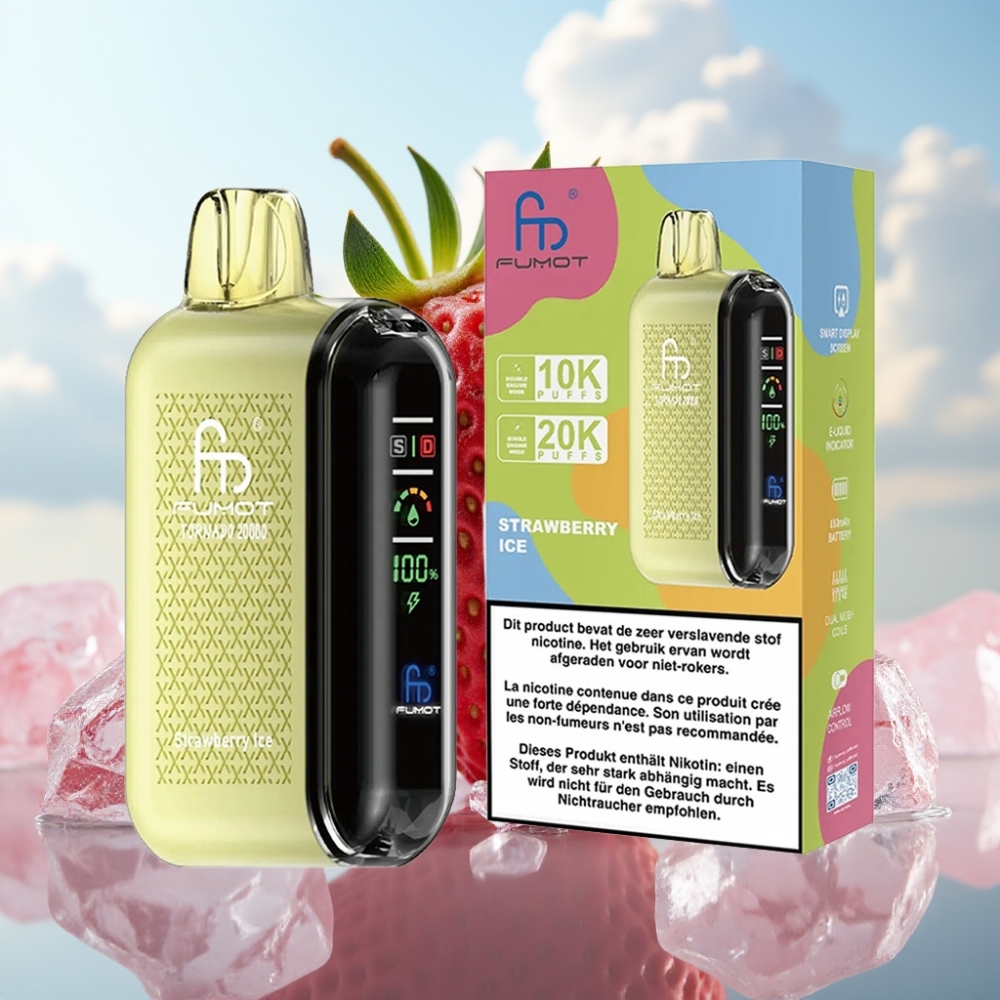 Fumot Tornado 20000 Puffs Dispozabil Vape Jagoda Led, 20000 Pufova, 20ml Tekućine, 850mAh Baterija