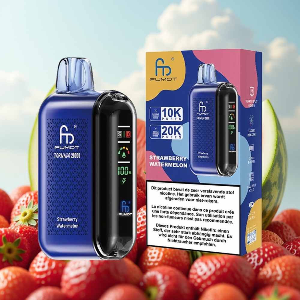 Fumot Tornado 20000 Puffs Dispozabil Vape Jagoda Lubenica - 20000 Pufova, 20ml Tekućine, 850mAh Baterija