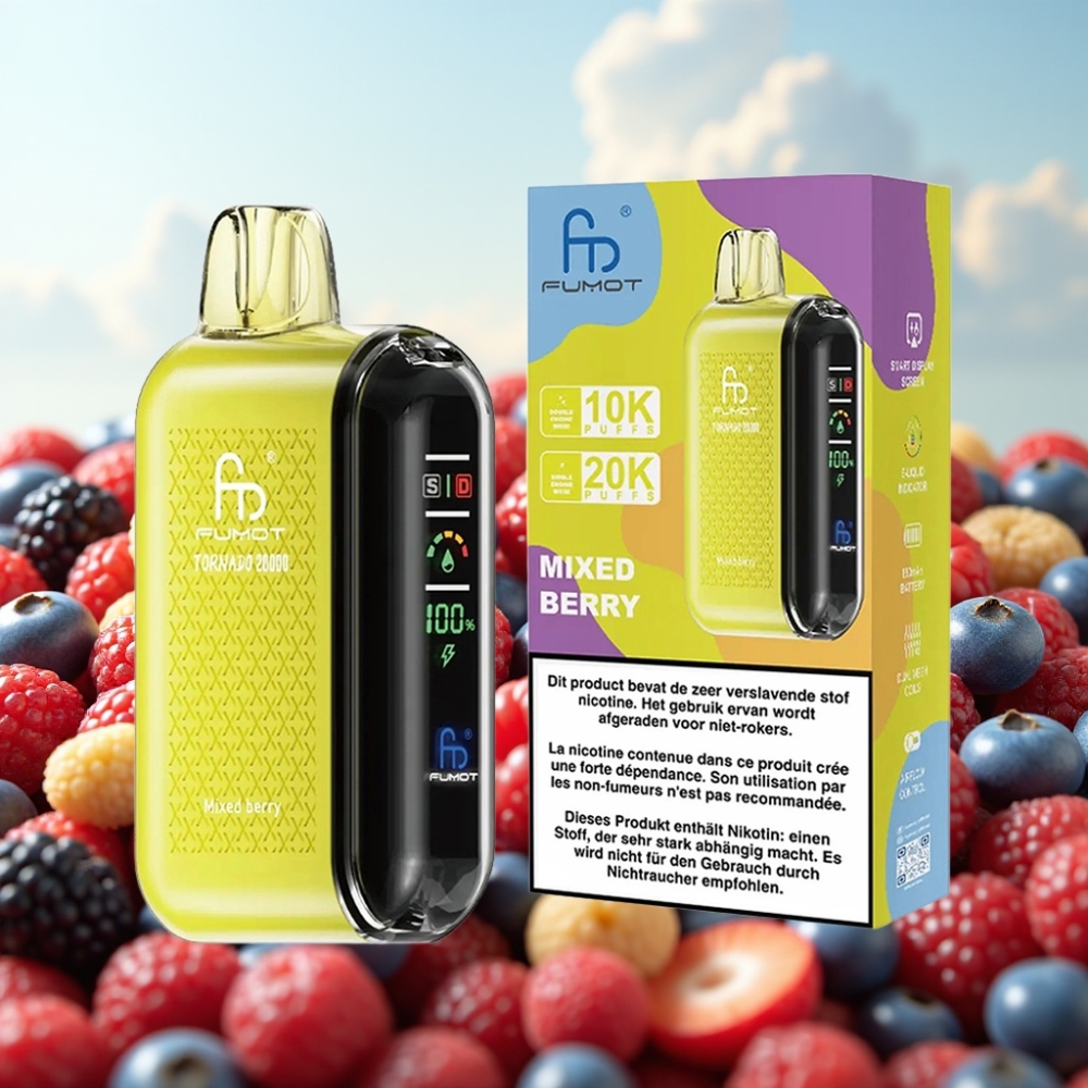 Fumot Tornado 20000 Puffs Dispozabil Vape Mešano bobe sa 20ml tečnosti, 850mAh baterija, Dual Mesh Coil