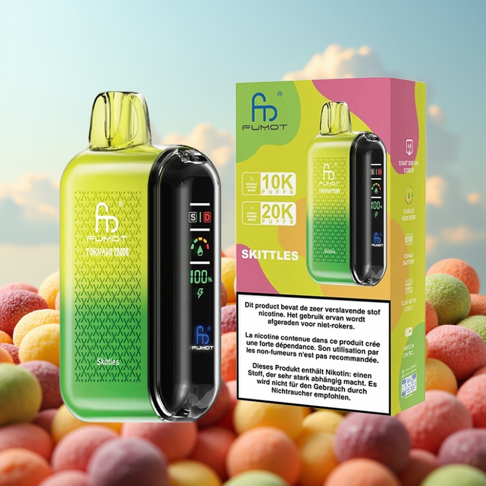 Fumot Tornado 20000 Puffs Dispozabil Vape Skitlsi – 20ml, Dual Mesh Coil, 850mAh