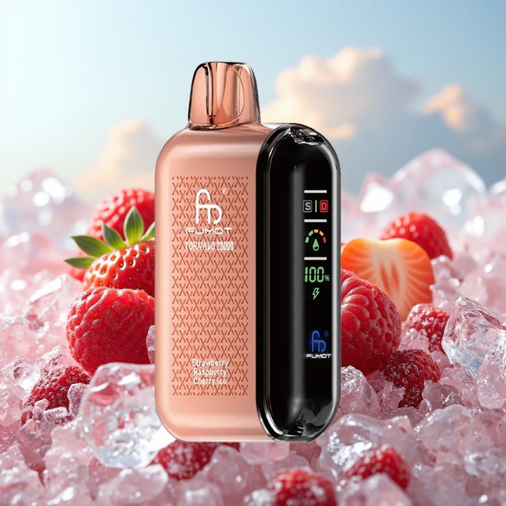 Fumot Tornado 20000 Puffs Dispozabilna Vape Jagoda Malina Trešnja Led – 20000 Pufova, Dual Mesh Coil, 20ml Tekućine, 850mAh Baterija