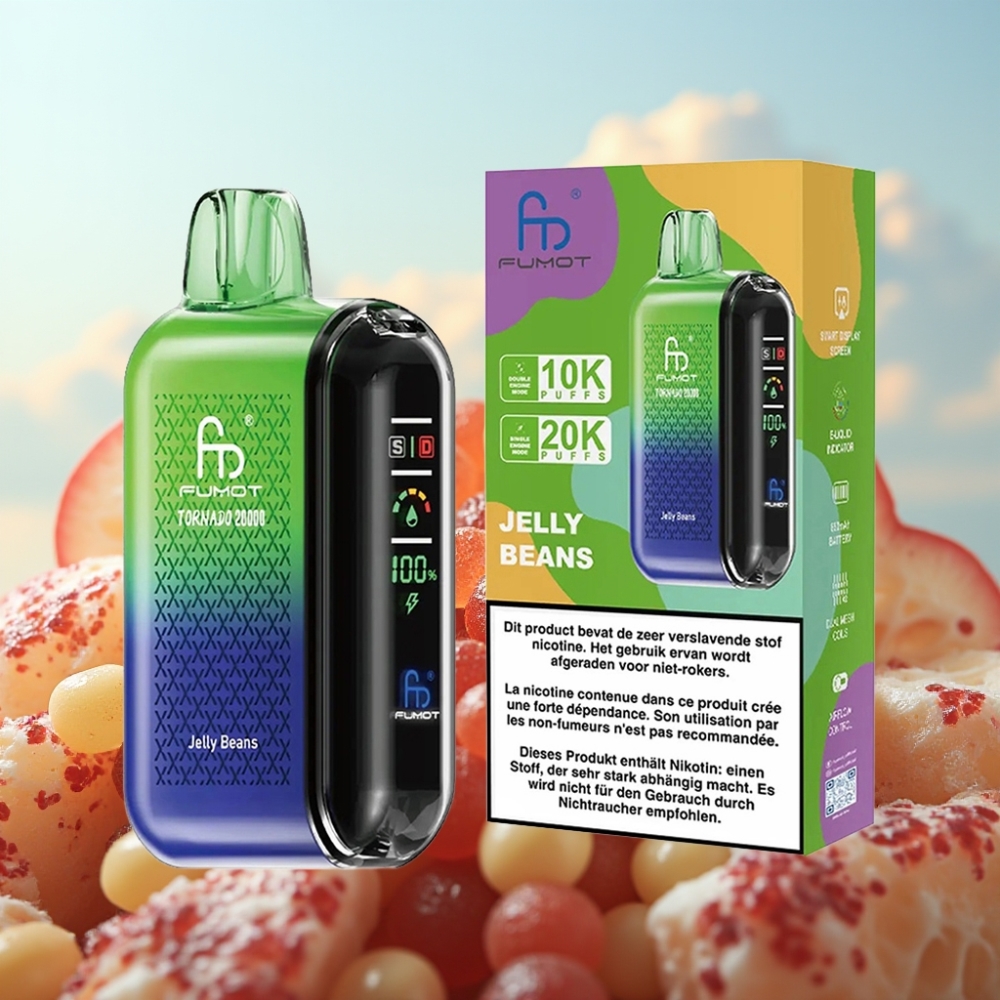 Fumot Tornado 20000 Puffs – Dual Mesh Coil, 20ml, 850mAh, 2% Nikotina, Jelly Beans