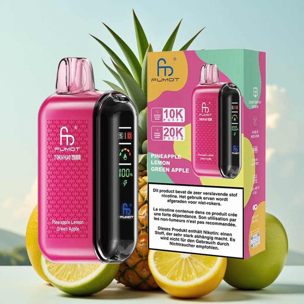 Fumot Tornado 20000 Puffs - Dual Mesh Coil, 20ml, 850mAh, Ananas Limun Zelena Jabuka