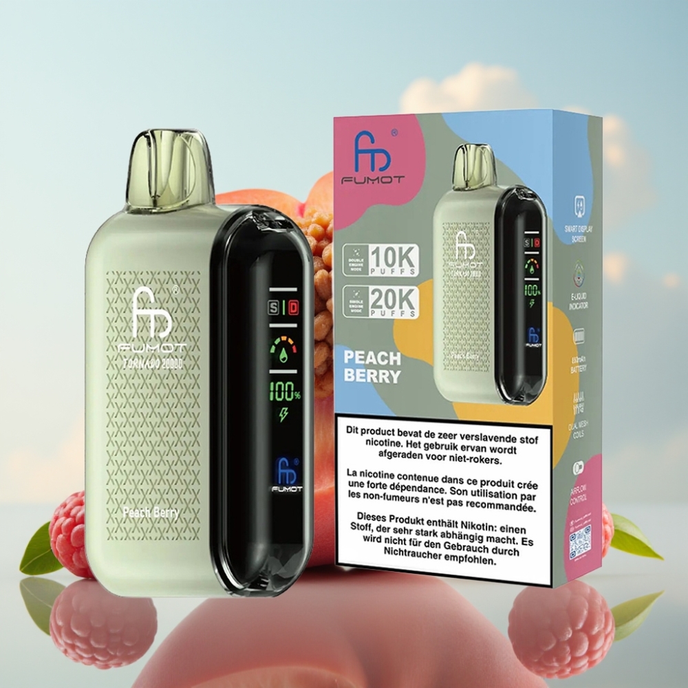 Fumot Tornado 20000 Puffs - Dual Mesh Coil, 20ml, 850mAh - Breskva i Jagoda