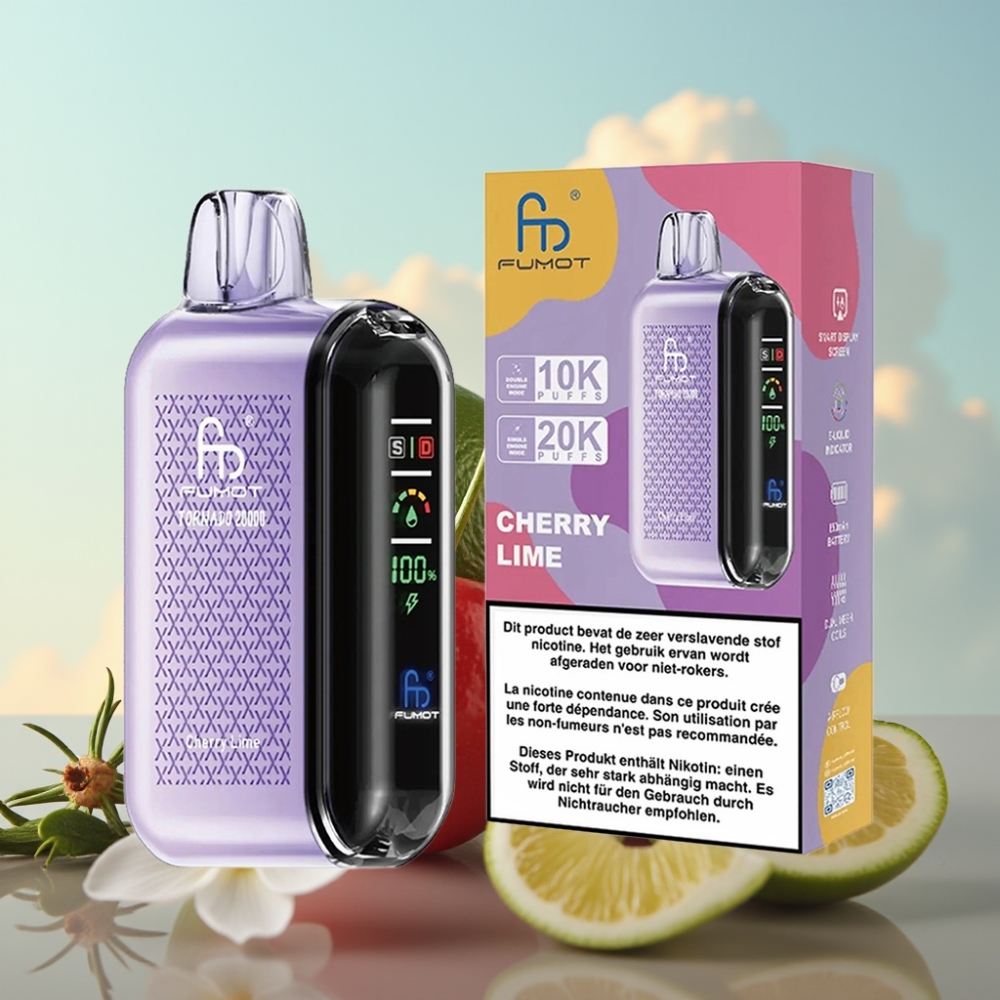Fumot Tornado 20000 Puffs – Dual Mesh Coil, 20ml, 850mAh, Cherry Lime (Трешња Лимета)