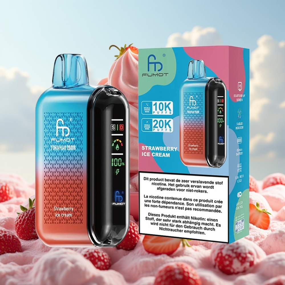 Fumot Tornado 20000 Puffs – Dual Mesh Coil, 20ml, 850mAh, Jagodna Sladoled