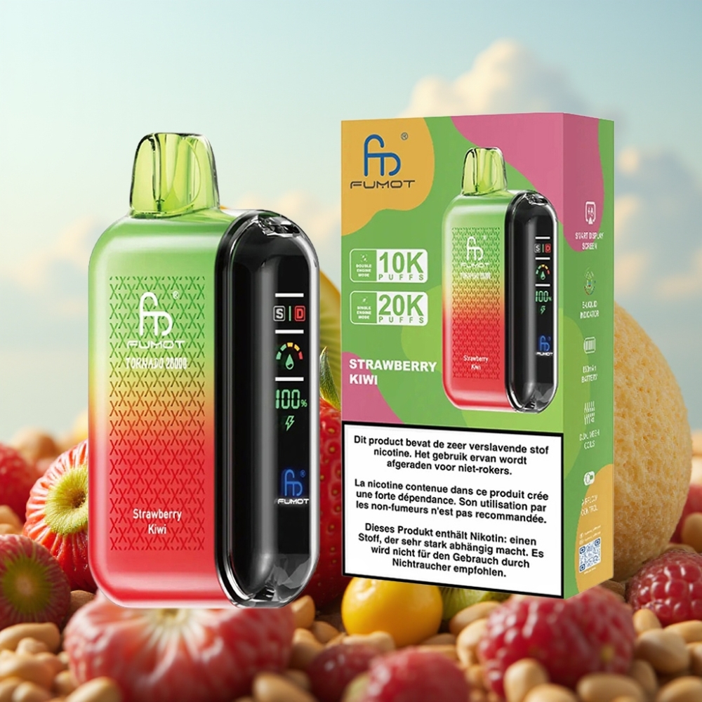 Fumot Tornado 20000 Puffs – Dupleks Mreža, 20ml Tečnost, 850mAh Baterija, Jagoda-Kivi