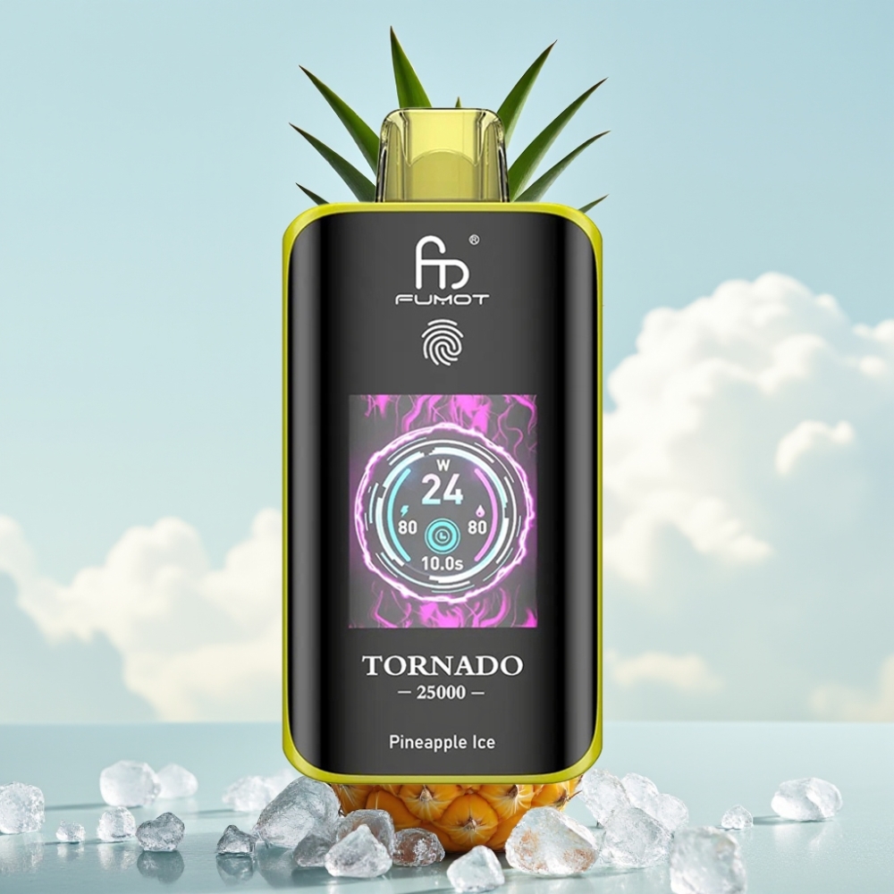 Fumot Tornado 25000 Puffs Dispozabil Vape Ananas Led sa HD ekranom, 700mAh baterijom, 20ml tečnosti