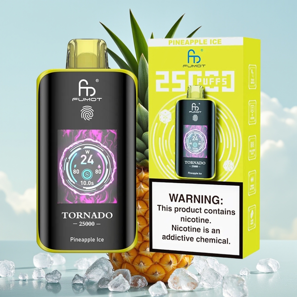 Fumot Tornado 25000 Puffs Dispozabil Vape Ananas Led sa HD ekranom, 700mAh baterijom, 20ml tečnosti