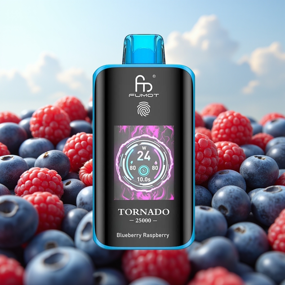 Fumot Tornado 25000 Puffs Dispozabil Vape Borovnica Malina sa HD ekranom, 700mAh baterijom, 20ml tečnosti, Type-C punjenje