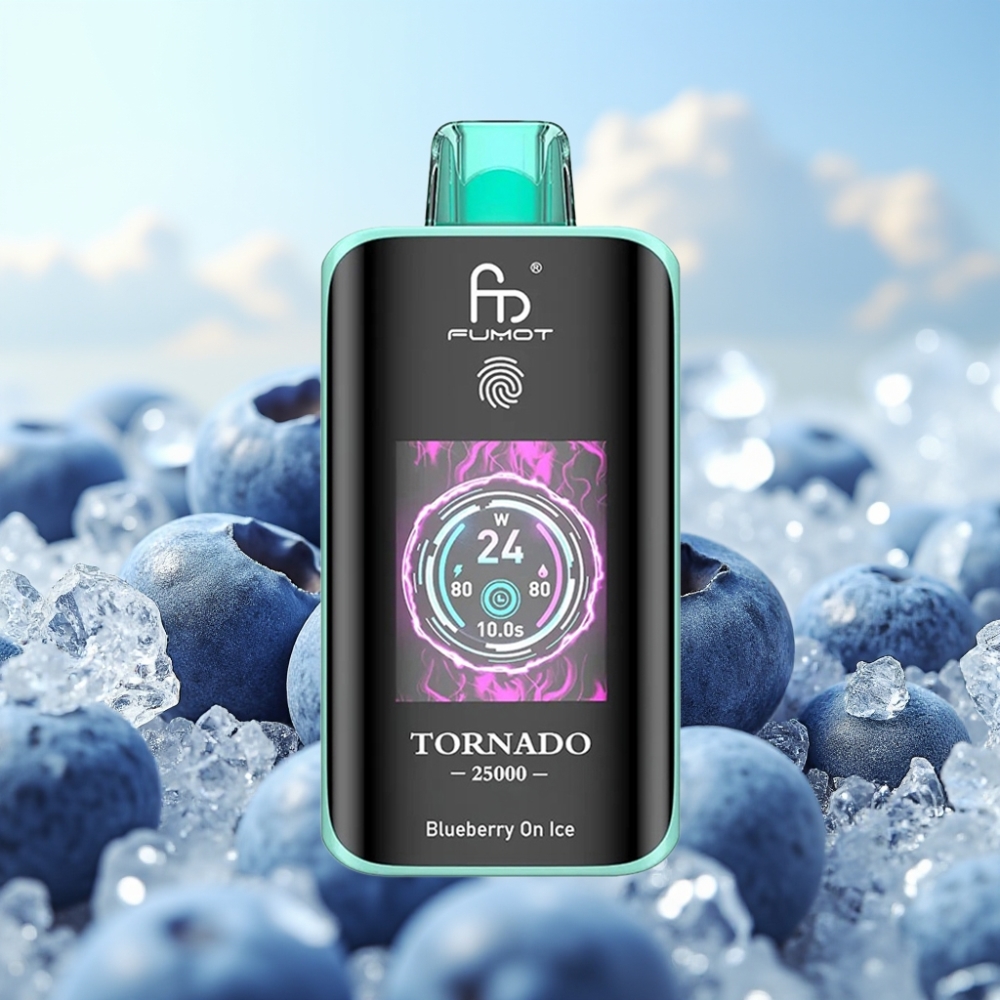 Fumot Tornado 25000 Puffs Dispozabil Vape Borovnica na ledu sa HD ekranom, 700mAh baterijom, 20ml tečnosti