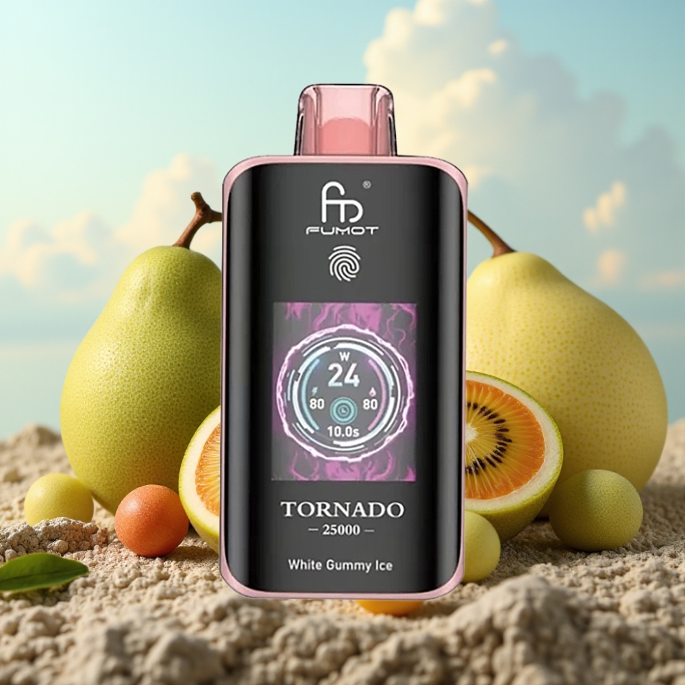 Fumot Tornado 25000 Puffs Dispozabil Vape Kiwi Pasija Guava sa HD ekranom, 700mAh baterijom, 20ml tečnosti