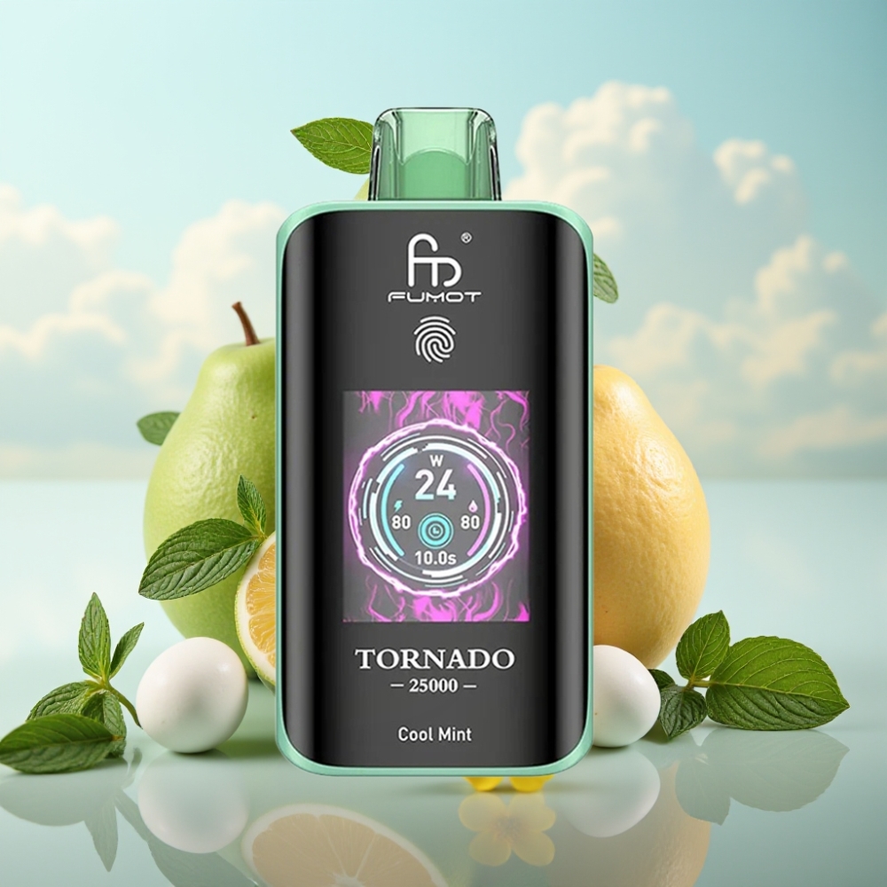 Fumot Tornado 25000 Puffs Dispozabil Vape Ohladna Menta – HD Ekran, 700mAh Baterija, 20ml Tečnost, 25000 Pufova