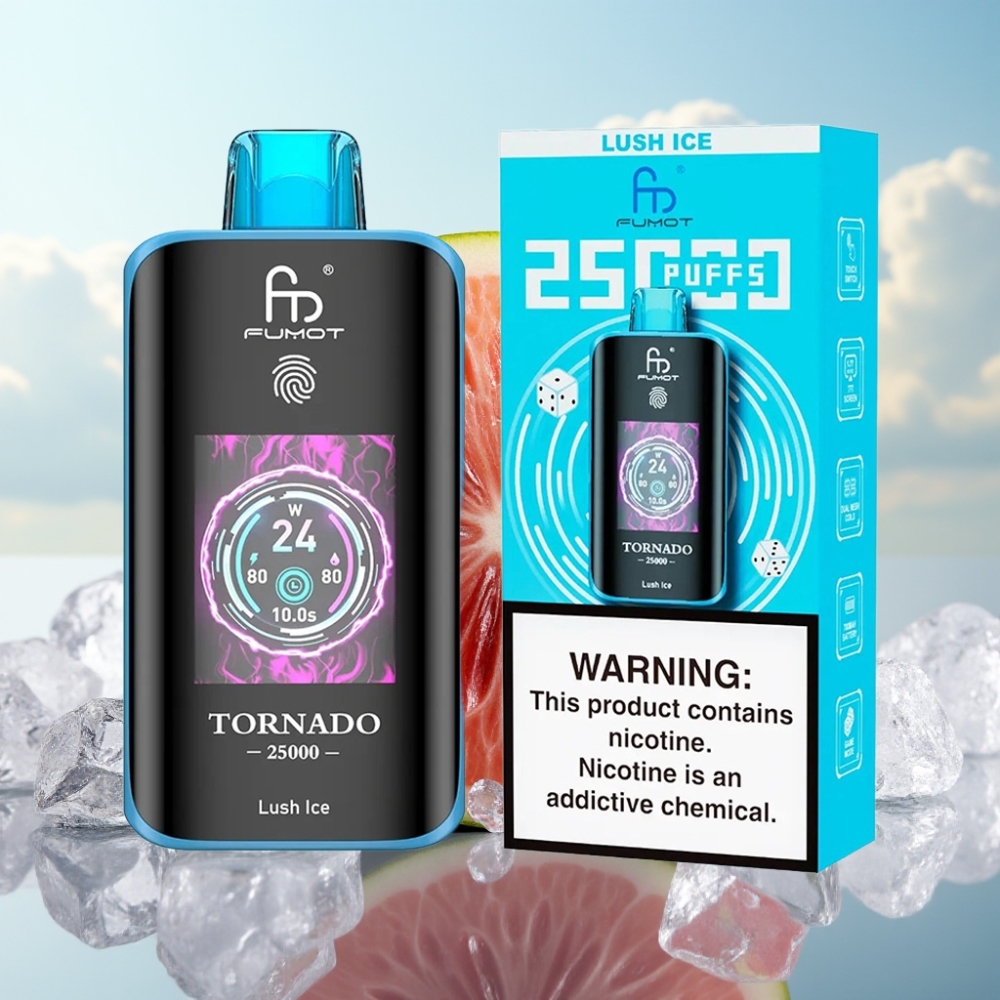 Fumot Tornado 25000 Puffs Dispozabilna Vape Ledašći Led sa HD ekranom, 700mAh baterijom, 20ml tečnosti