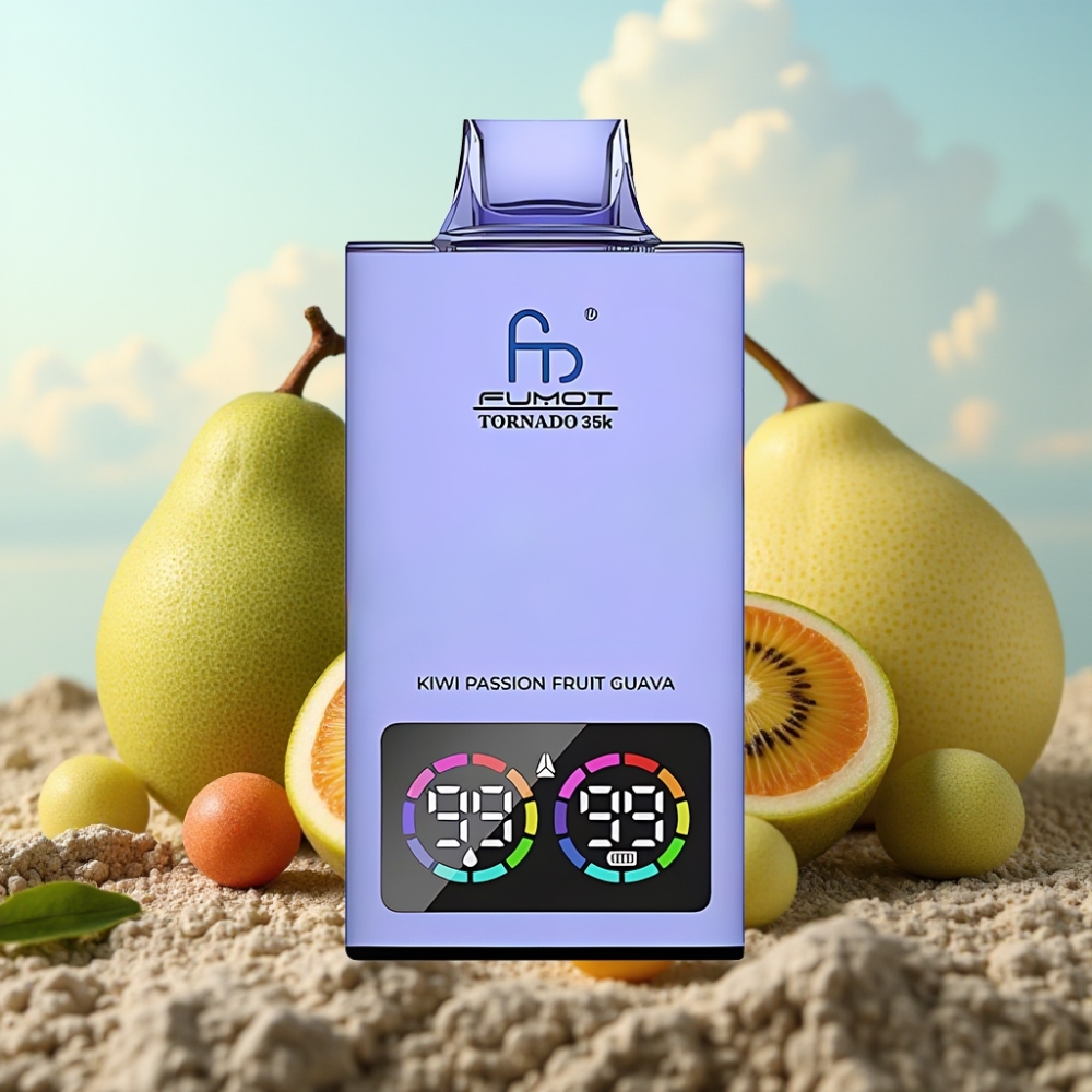 Fumot Tornado 35K Dispozabil Vape - Dual Mesh Coil, 15ml E-juice, 700 MAH, USB-C - Kiwi, Pasiflora, Guava