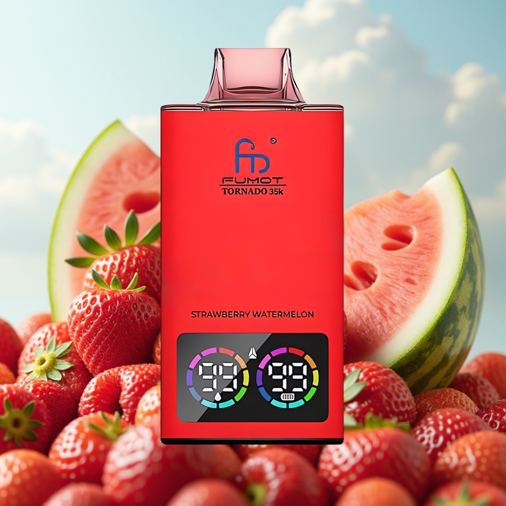 Fumot Tornado 35K Dispozabil Vape - Dvostruka Mesh Kalem, 15ml Tečnosti, 35000 Pufova - Jagoda Lubenica