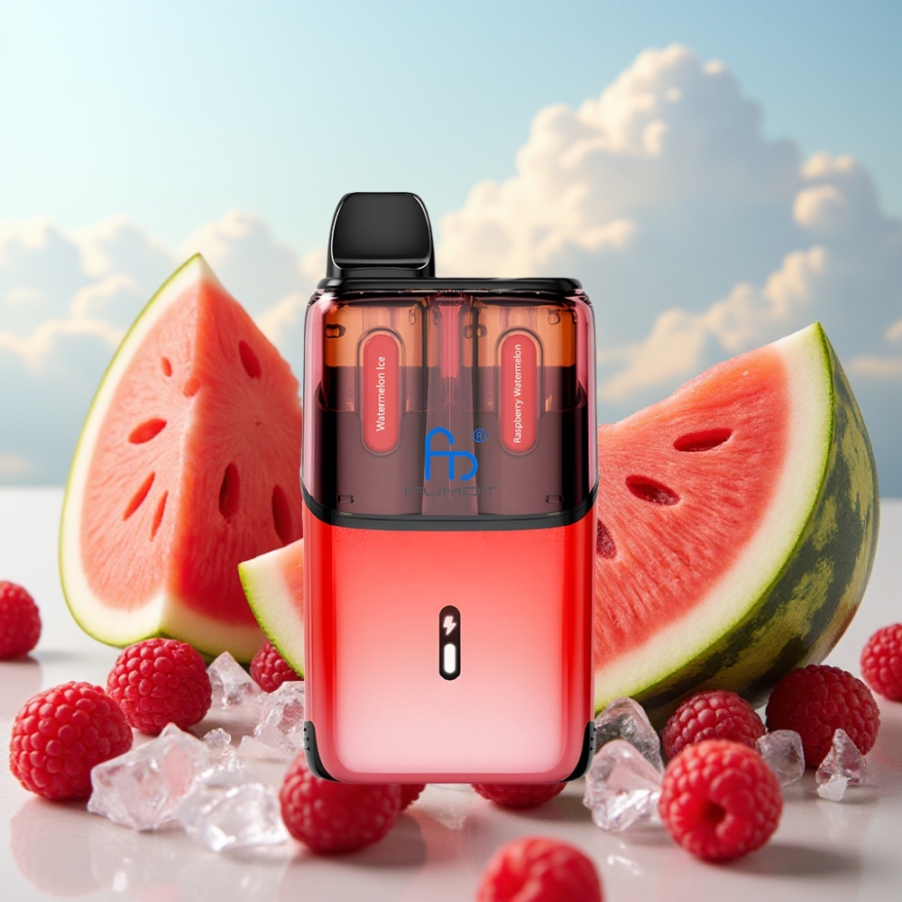 Fumot Ultra T32000 Dispozabil Vape - Lubenica Led sa Malinom, 32000 pufova, 800mAh, 24ml, Tip-C punjenje, 20mg nikotina