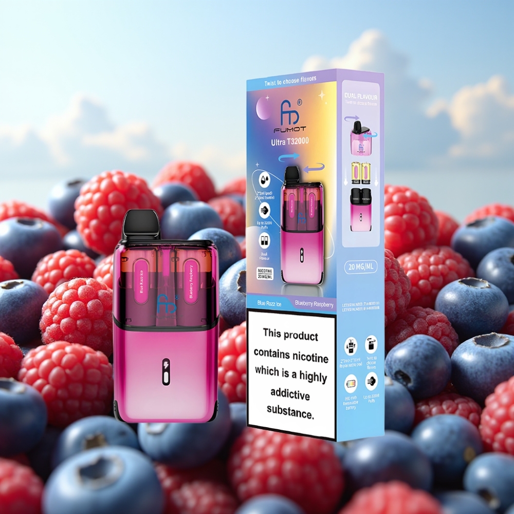 Fumot Ultra T32000 Dispozabil Vape - Plava Malina Led (Borovnica/Malina) - 32000 Pufova, 800mAh, Type-C