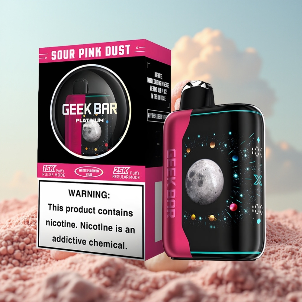 GEEK BAR Platinum Edition 25000 Dispozabil Vape Kisela Roza Prašina – 25000 Puffova, Dual Mesh Coil, USB-C Punjenje