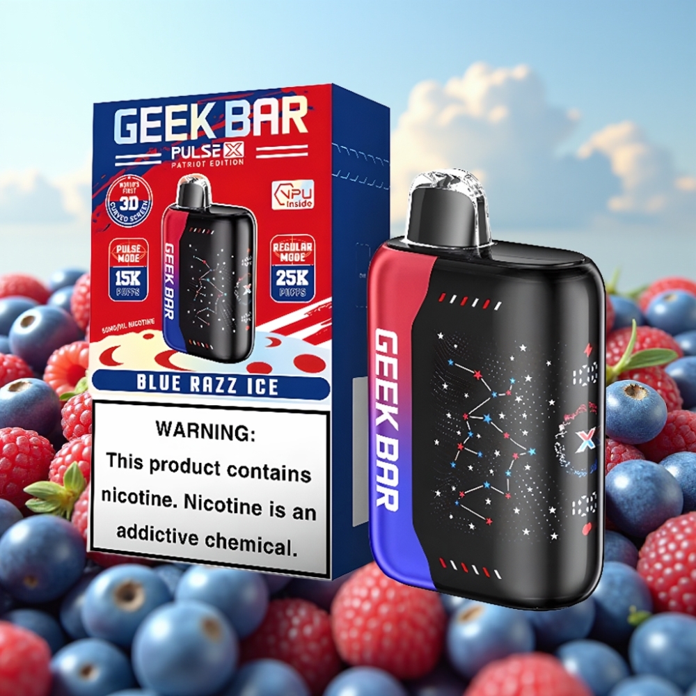 Geek Bar Pulse X 25000 Puffs – do 25000 udisaja, 18mL tečnosti, 0-5% nikotina, USB Type-C, Patriot Edicija