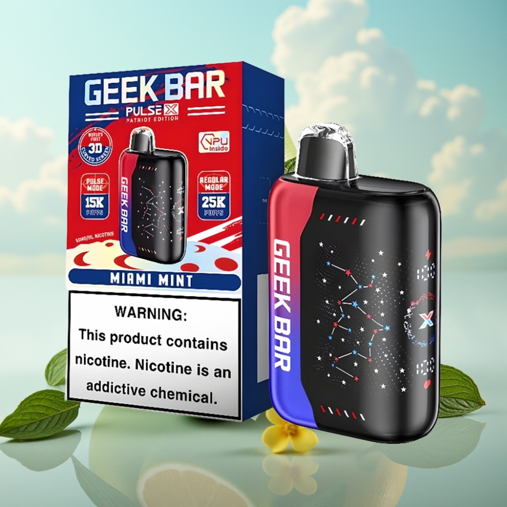 Geek Bar Pulse X 25000 Puffs – do 25000 udisaja, 18mL tečnosti, 0-5% nikotina, USB Type-C, Patriot Edicija