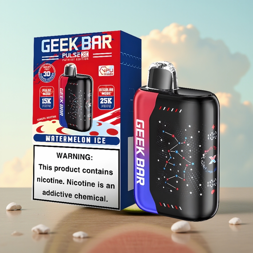 Geek Bar Pulse X 25000 Puffs – do 25000 udisaja, 18mL tečnosti, 0-5% nikotina, USB Type-C, Patriot Edicija