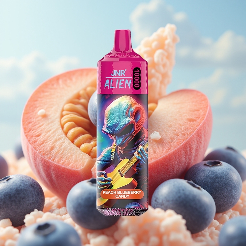 JNR Alien 10000 Puffs Dispozabil Vape Breskva Borovnica Bombona – 10000 pufova, 850mAh, 20ml tečnost, Type-C punjenje, RGB svetla