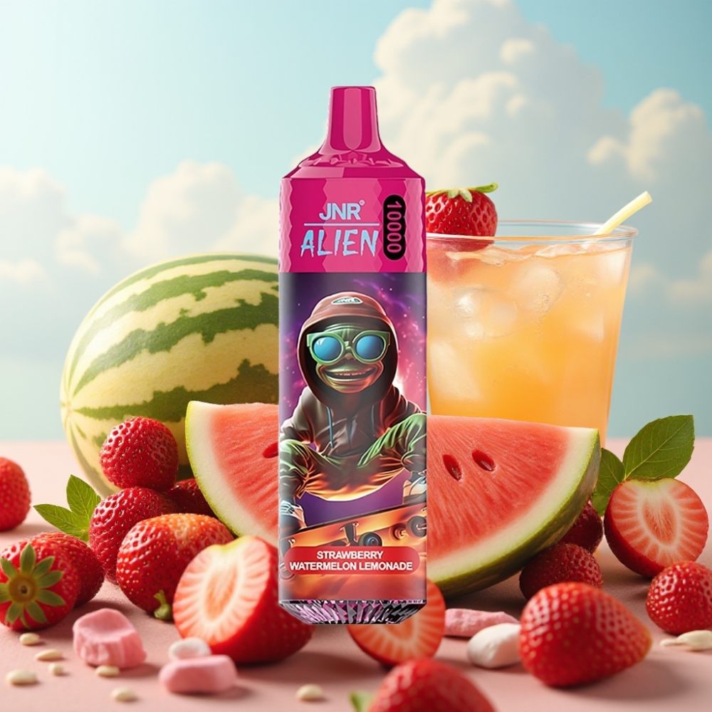 JNR Alien 10000 Puffs Dispozabilni Vape Jagoda Lubenica Limunada – 10000 pufova, 850mAh, Type-C punjenje, LED (RGB) svetla