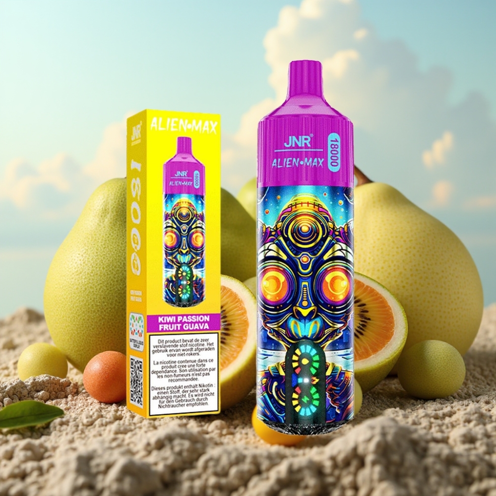 JNR Alien Max 18000 Puffs Dispozabil Vape – Pametni LED Display, Dual Mesh Coil, 28ml E-tečnost, Kiwi Pasiflora Guava