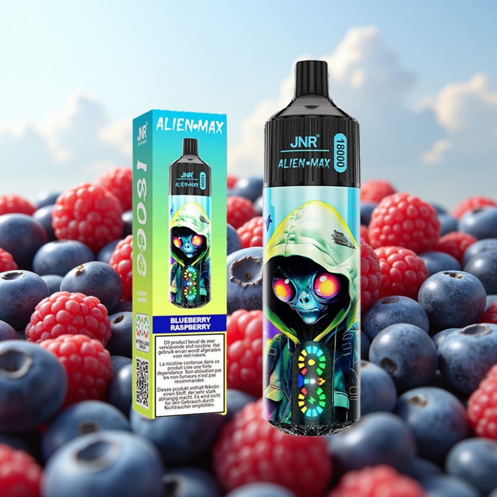 JNR Alien Max 18000 Puffs Dizpozejbl Vape Borovina Malina – 18000 pufova, 28ml tečnosti, 850mAh baterija, Type-C punjenje
