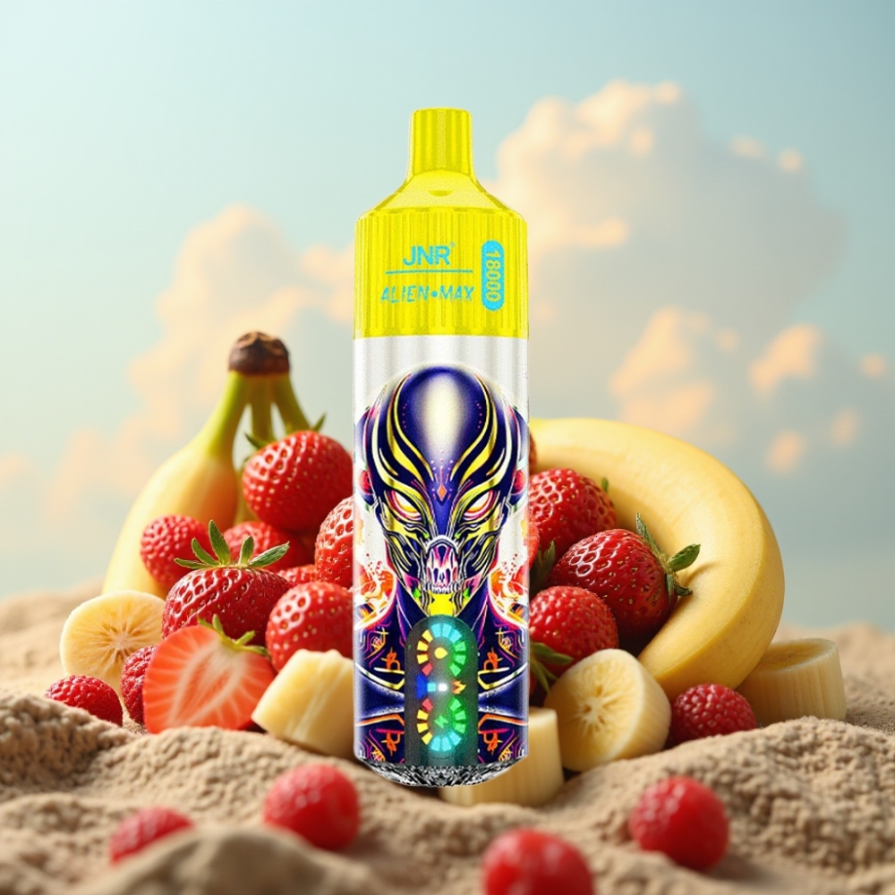 JNR Alien Max 18000 Puffs Dual Mesh Coil, 28ml E-liquid, Jagoda Banana