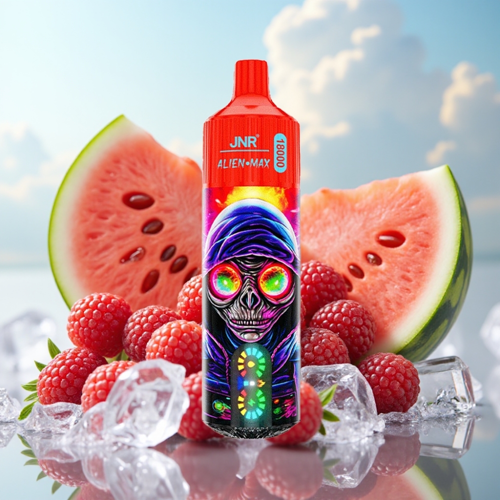 JNR Alien Max 18000 Puffs Dual Mesh Coil, 28ml E-liquid, Malina Lubenica Led Dispozabil Vape