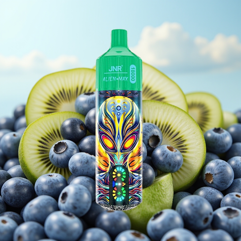 JNR Alien Max 18000 Puffs - Pametni LED displej, Dual Mesh Coil, 850mAh baterija, Borovnica Kivi