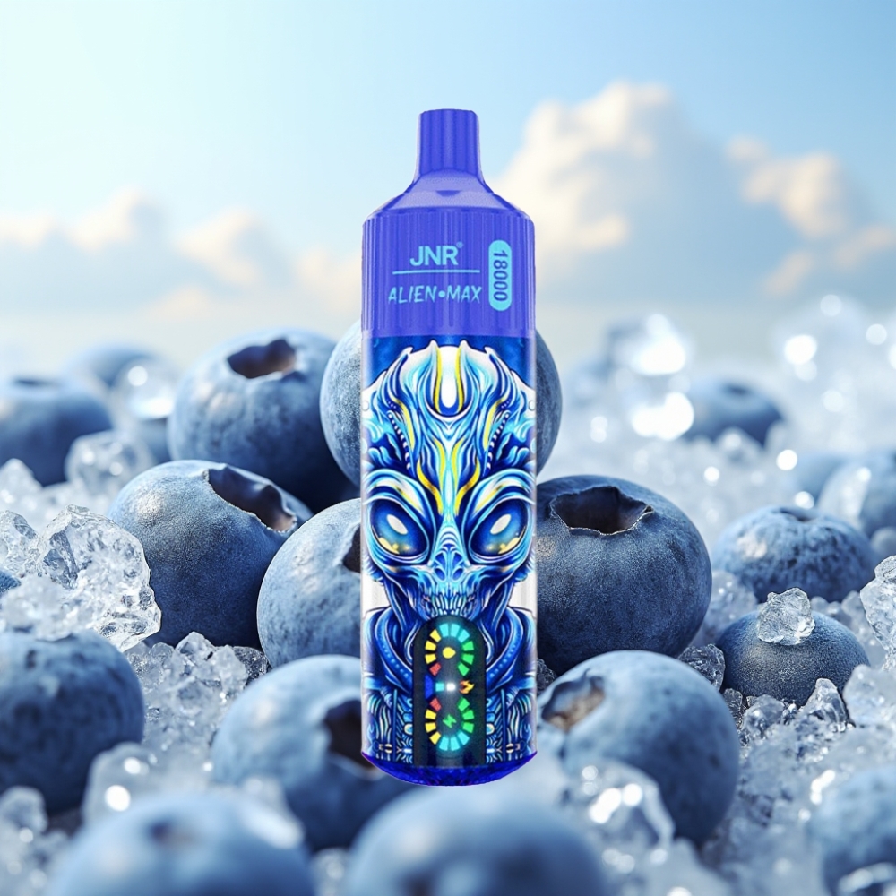 JNR Alien Max 18000 Puffs - Pamučna LED displej, Dual Mesh Coil, 28ml tečnosti, Borovnica na ledu