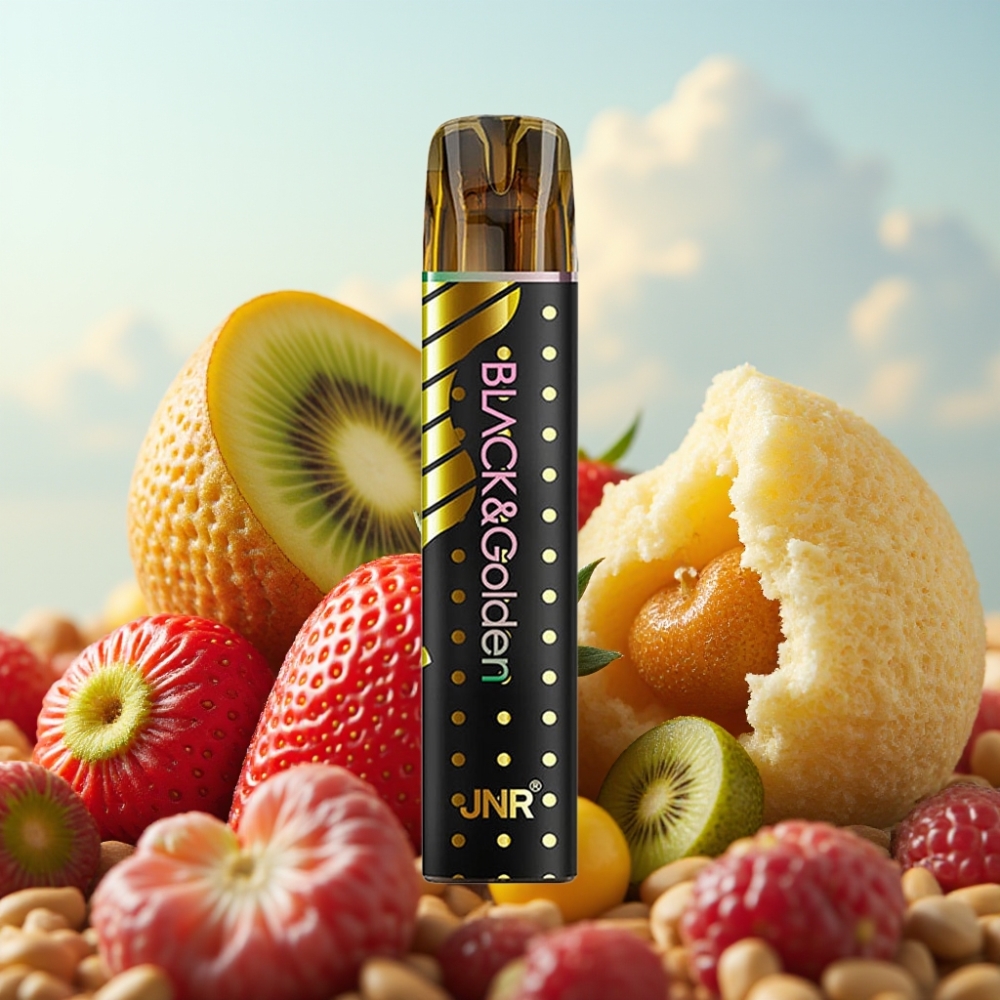 JNR Black&Golden 600+200 Puffs Dispozabil Vape Jagoda Kivi - 800 Puffs, 550mAh, 2ml