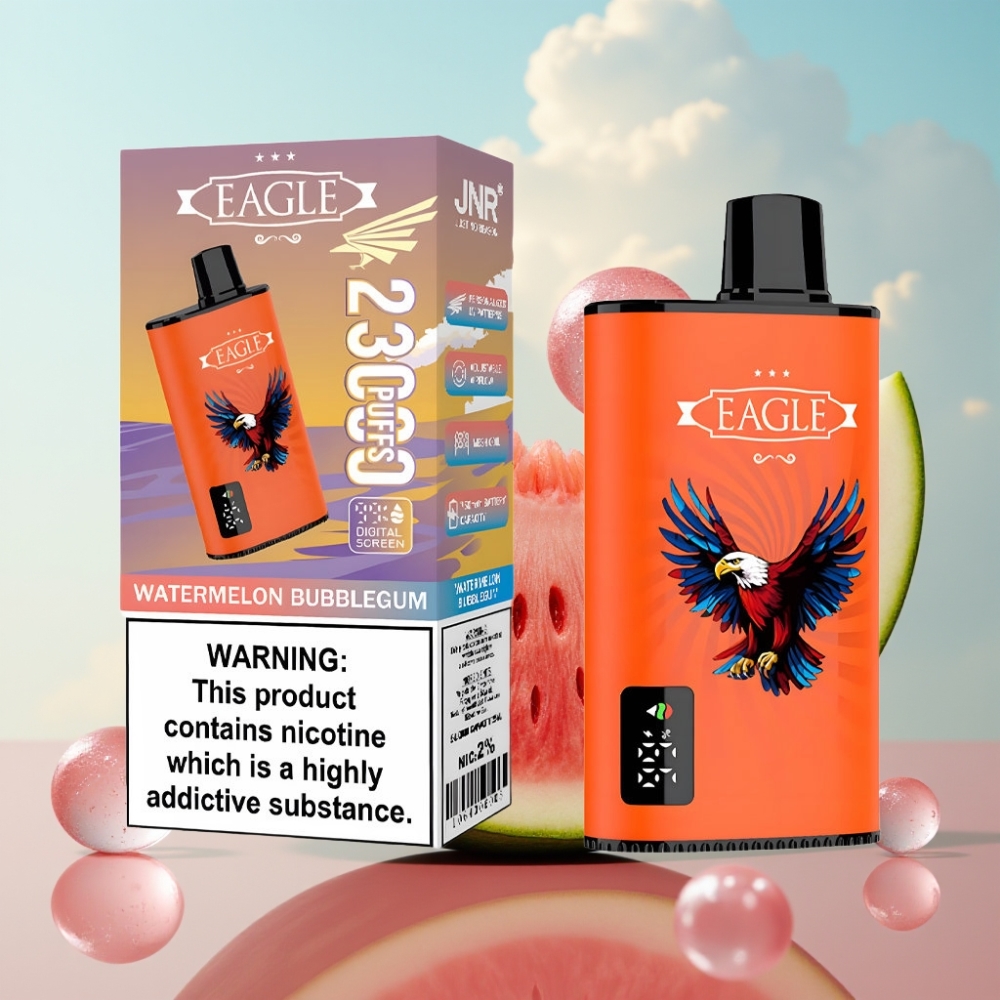 JNR EAGLE Smart 23000 Puffs Dispozabil Vape Bubica lubenica, Digital ekran, 1.0ohm Mesh Coil, 750mAh baterija