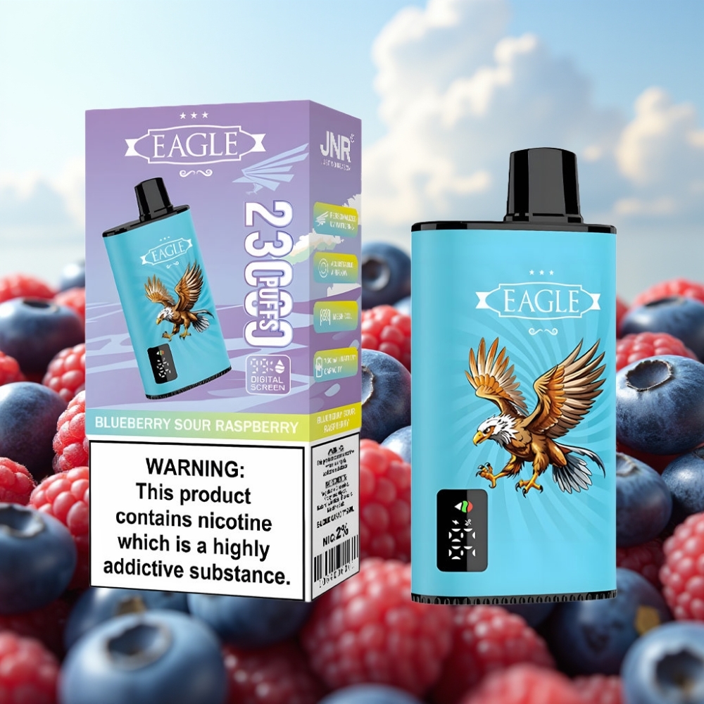 JNR EAGLE Smart 23000 Pufova Dispozabil Vape - Boravinja-Kisela Malina, Digitalni Ekran, 1.0ohm Mesh Kalem, Podešavani Protok Vazduha