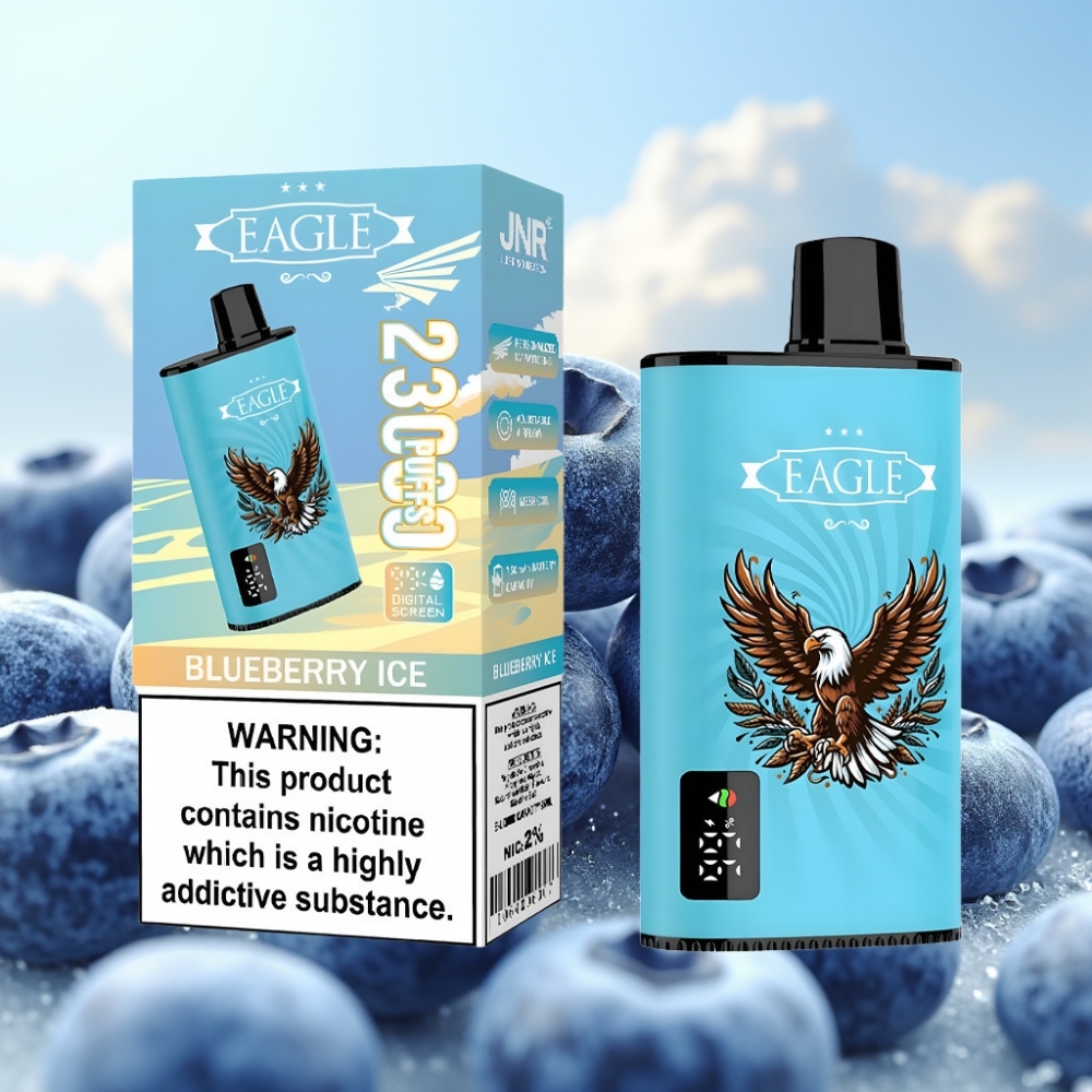 JNR EAGLE Smart 23000 Pufova Dispozabil Vape Borovnica Led, Digitalni Ekran, 1.0ohm Mesh Coil, Podešavani Protok Vazduha