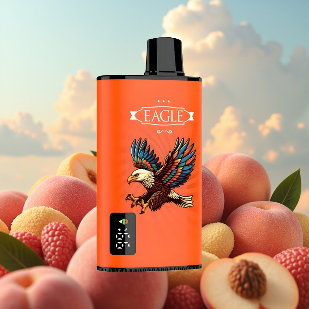JNR EAGLE Smart 23000 Pufova Dispozabil Vape Sočne Breskve, Digitalni Ekran, 1.0ohm Mesh Kalem, Podesivi Protok Vazduha