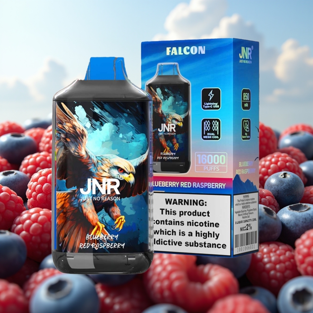 JNR Falcon 16000 Puffs Dispozabil Vape Borovnica Crvena Malina, 850 mAh, 22ml, Dual Mesh Coil