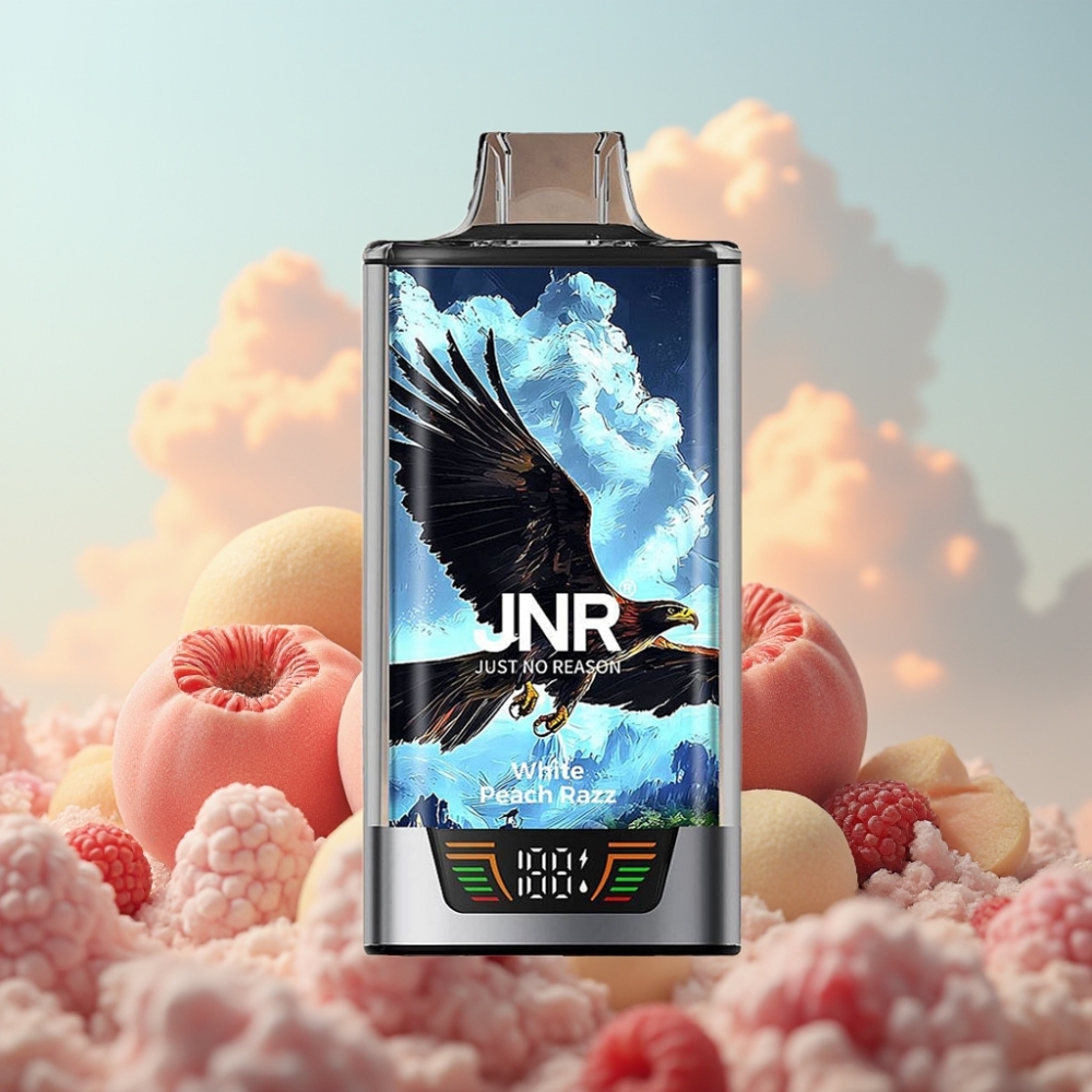 JNR Falcon Pro 28000 Dispozabil Vape Beli Breskva Malina - 30ml, 28000 Puffova, 5% Nikotina, USB-C