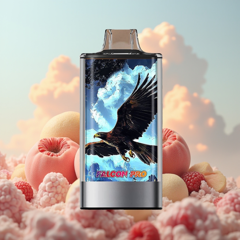 JNR Falcon Pro 28000 Dispozabil Vape Beli Breskva Malina - 30ml, 28000 Puffova, 5% Nikotina, USB-C