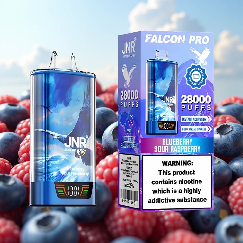 JNR Falcon Pro 28000 Dispozabil Vape Borovnica-Kisela Malina, 30ml, 28000 Pufova, 5% Nikotina