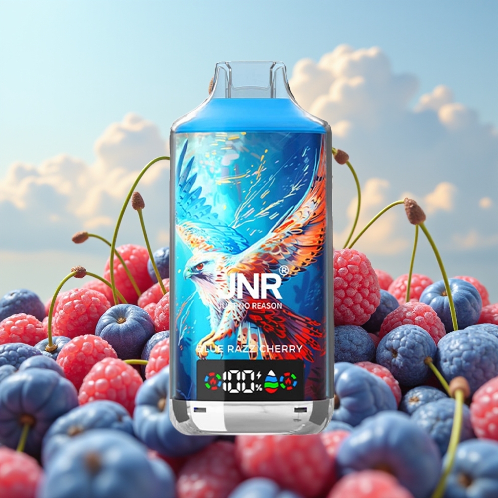 JNR Falcon X 18000 Puffs Dizposable Vape Plava Malina Trešnja – 750mAh, 24ml, Dual Mesh Coil, Digital Display, Type-C